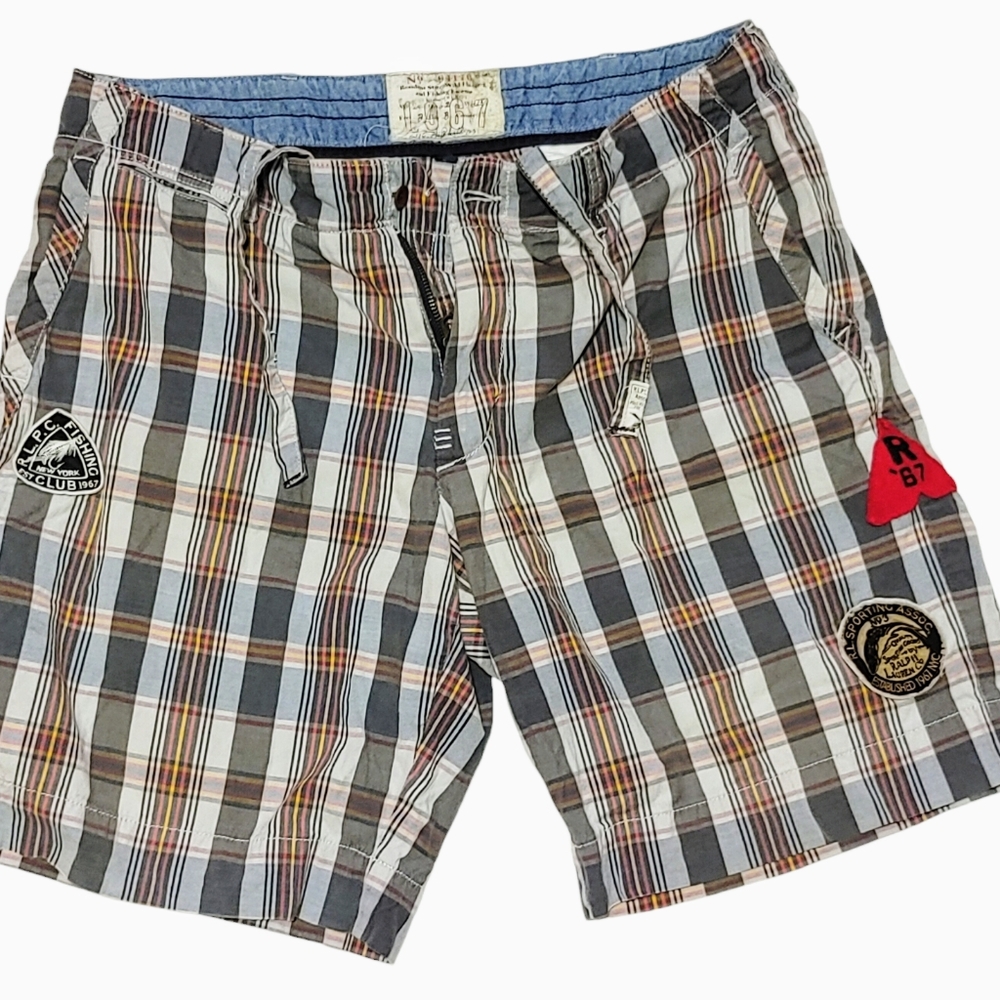 Polo Ralph Lauren Vintage Plaid Patchwork Fishing Shorts 36